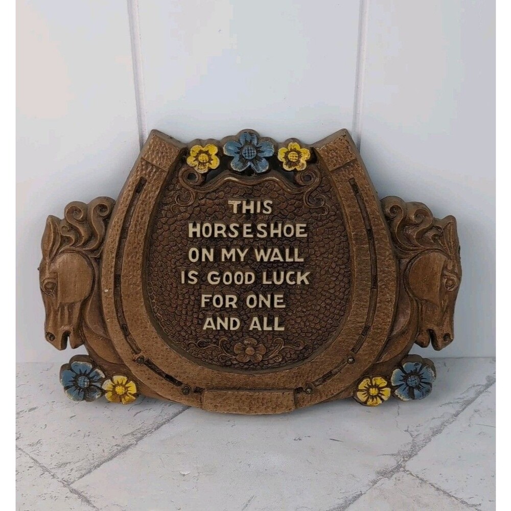 Horseshoe Good Luck Plaque MCM Multi Products Inc Wood Composite Wall Decor